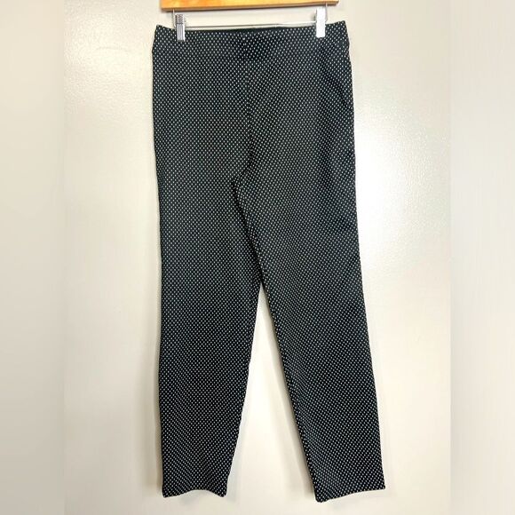 Max Studio black white polka dot pull on skinny pants large preppy academia - Picture 1 of 5